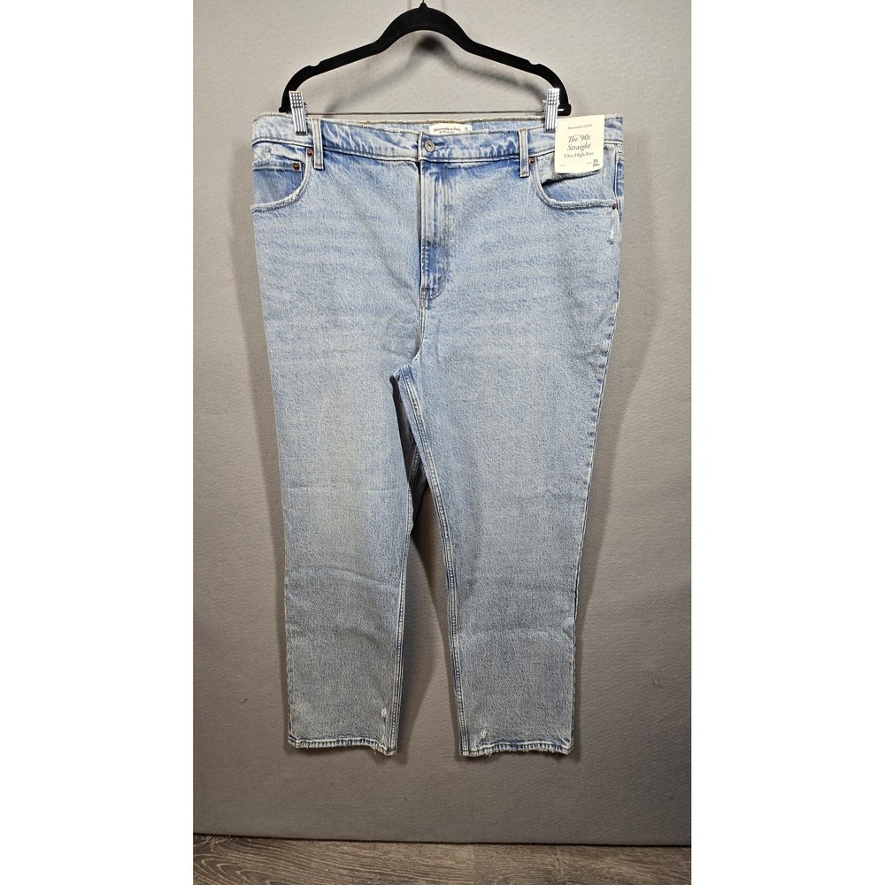 Abercrombie & Fitch Jeans Womens 35 Ultra High Rise 90s Straight Leg Blue Denim‎